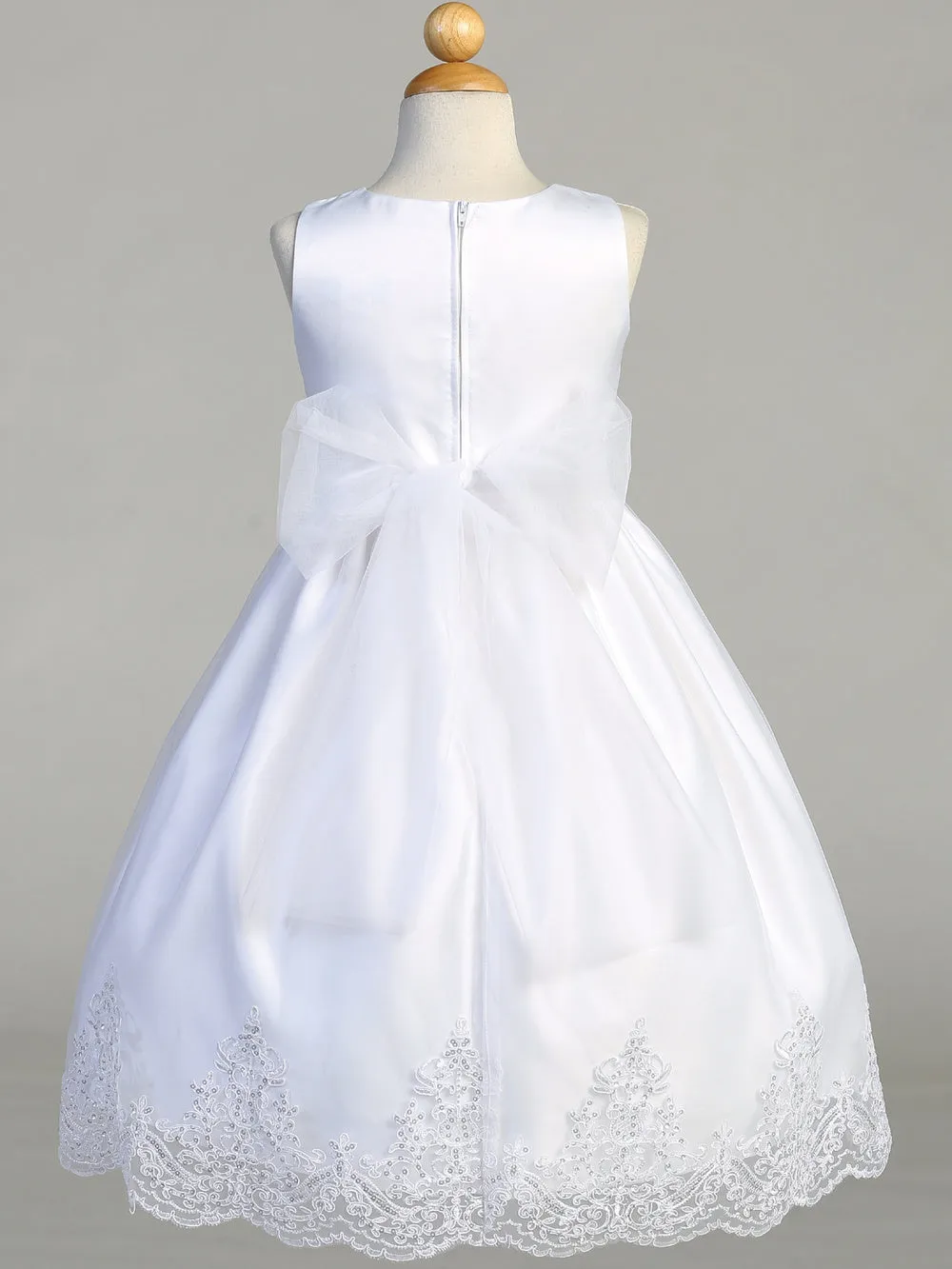Tulle First Communion Dress with Corded Embroidery and Sequins - SP184