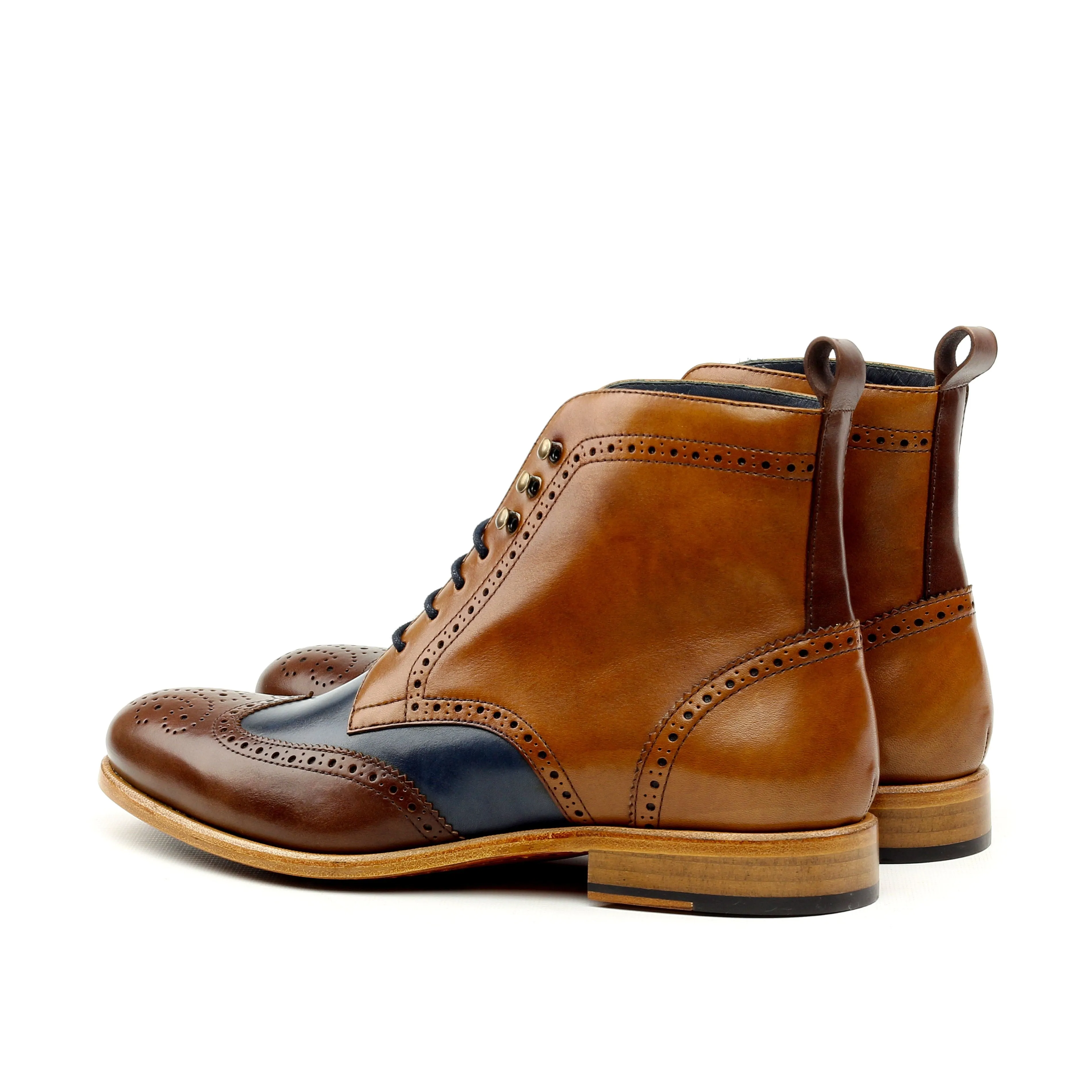 Unique Handcrafted Burgundy Painted Calf Military Style Boot