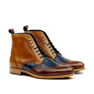 Unique Handcrafted Burgundy Painted Calf Military Style Boot