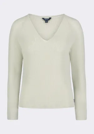 Valencianna Women's V-Neck Lightweight Knit Sweater, Flax Green - SW0126P