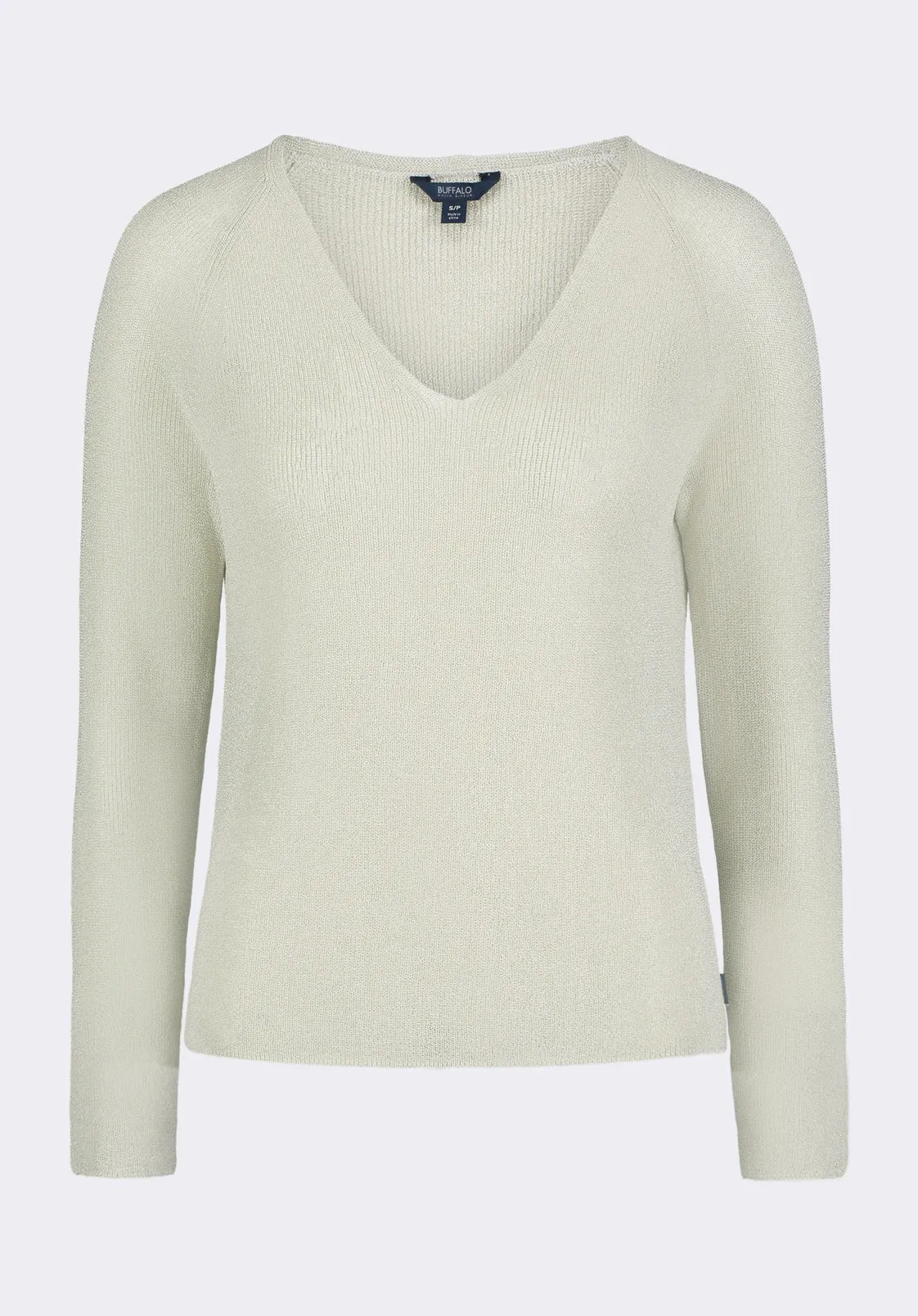 Valencianna Women's V-Neck Lightweight Knit Sweater, Flax Green - SW0126P