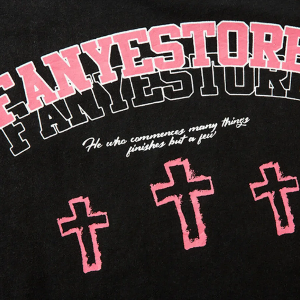 Vintage Cross Print Oversize T-shirt