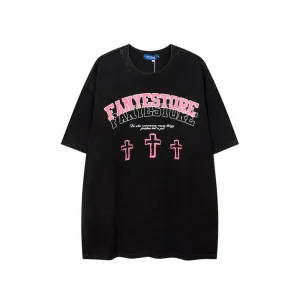 Vintage Cross Print Oversize T-shirt