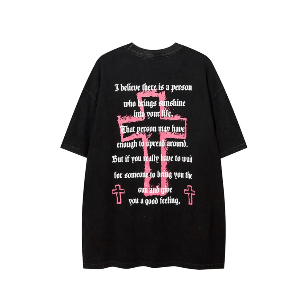 Vintage Cross Print Oversize T-shirt