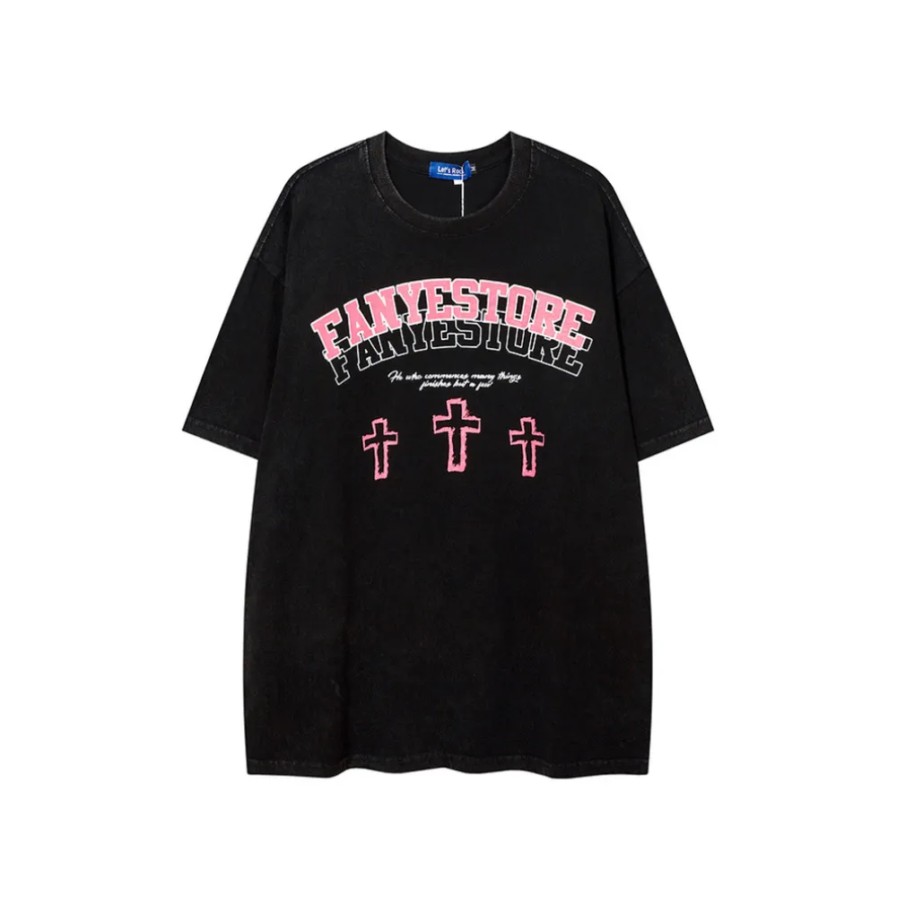 Vintage Cross Print Oversize T-shirt