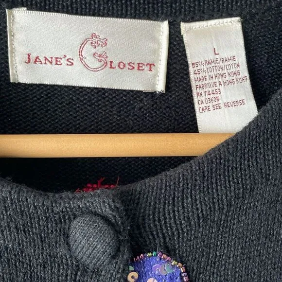 vintage jane’s closet beaded Embroidered cardigan size L