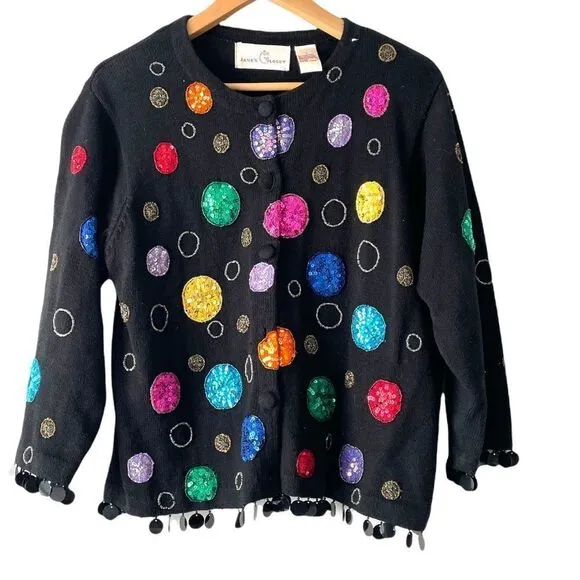 vintage jane’s closet beaded Embroidered cardigan size L