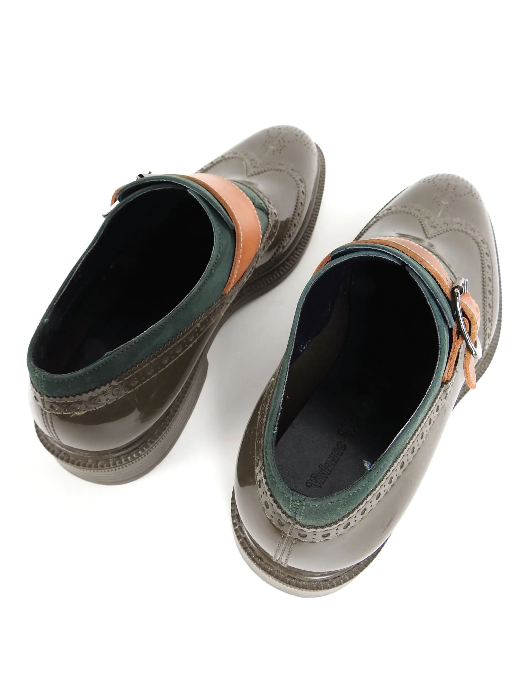Vivienne Westwood Green Rubber Monk Strap Brogue Size 42 (US 9)