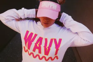 Wavy | White Jersey Long Sleeve Hoodie