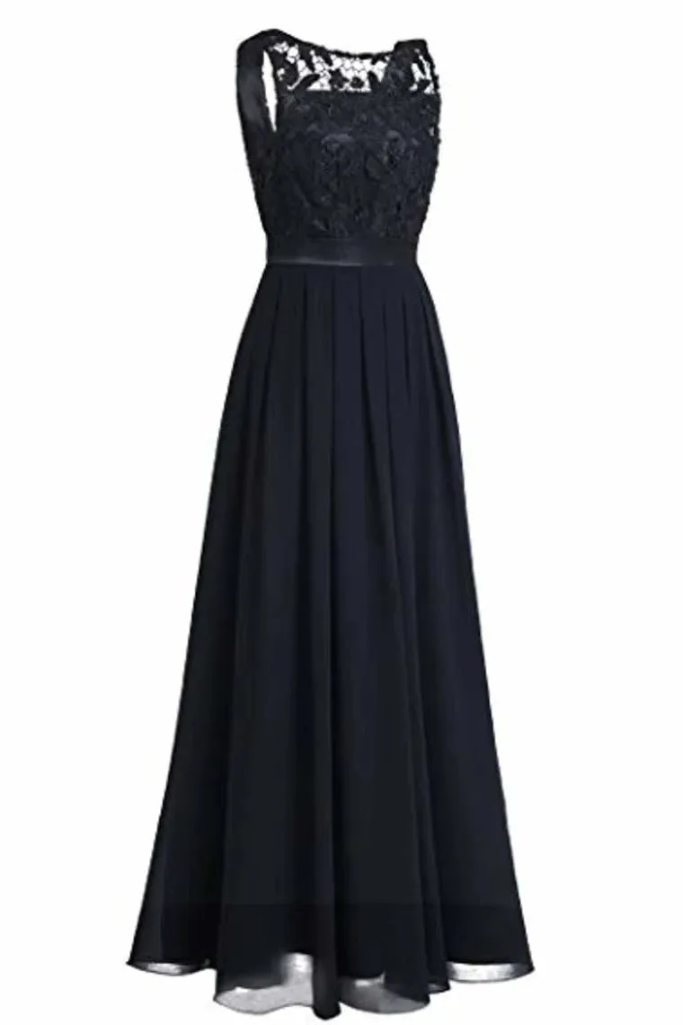 Wedding Bridesmaid Dress Chiffon Lace Elegant Floor Length (BMA20101)
