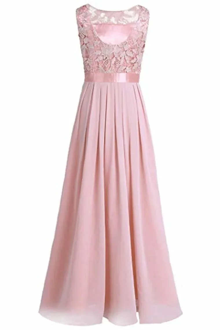 Wedding Bridesmaid Dress Chiffon Lace Elegant Floor Length (BMA20101)