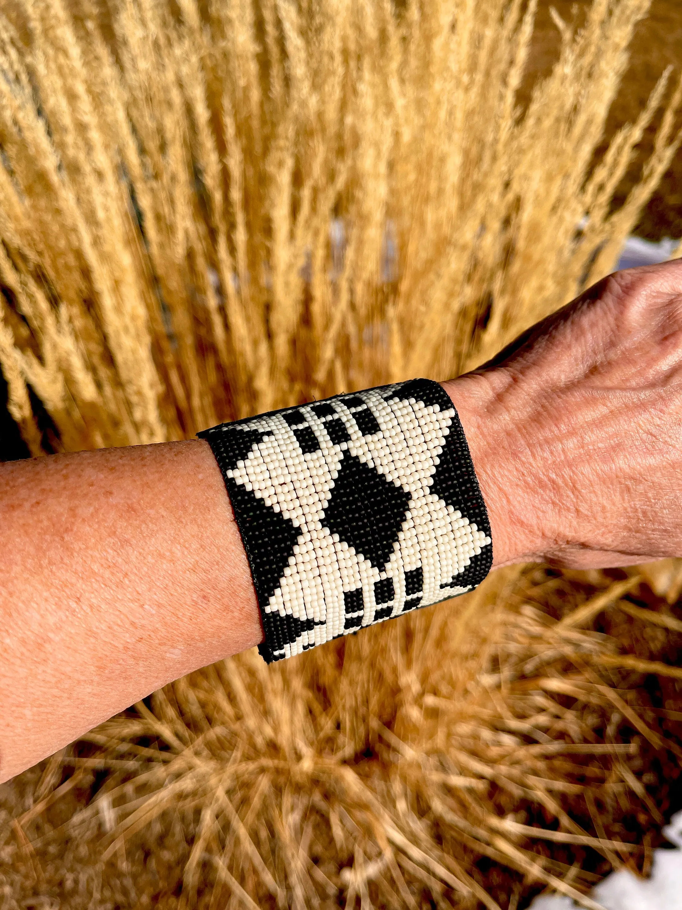 Western Beaded Leather Cuff