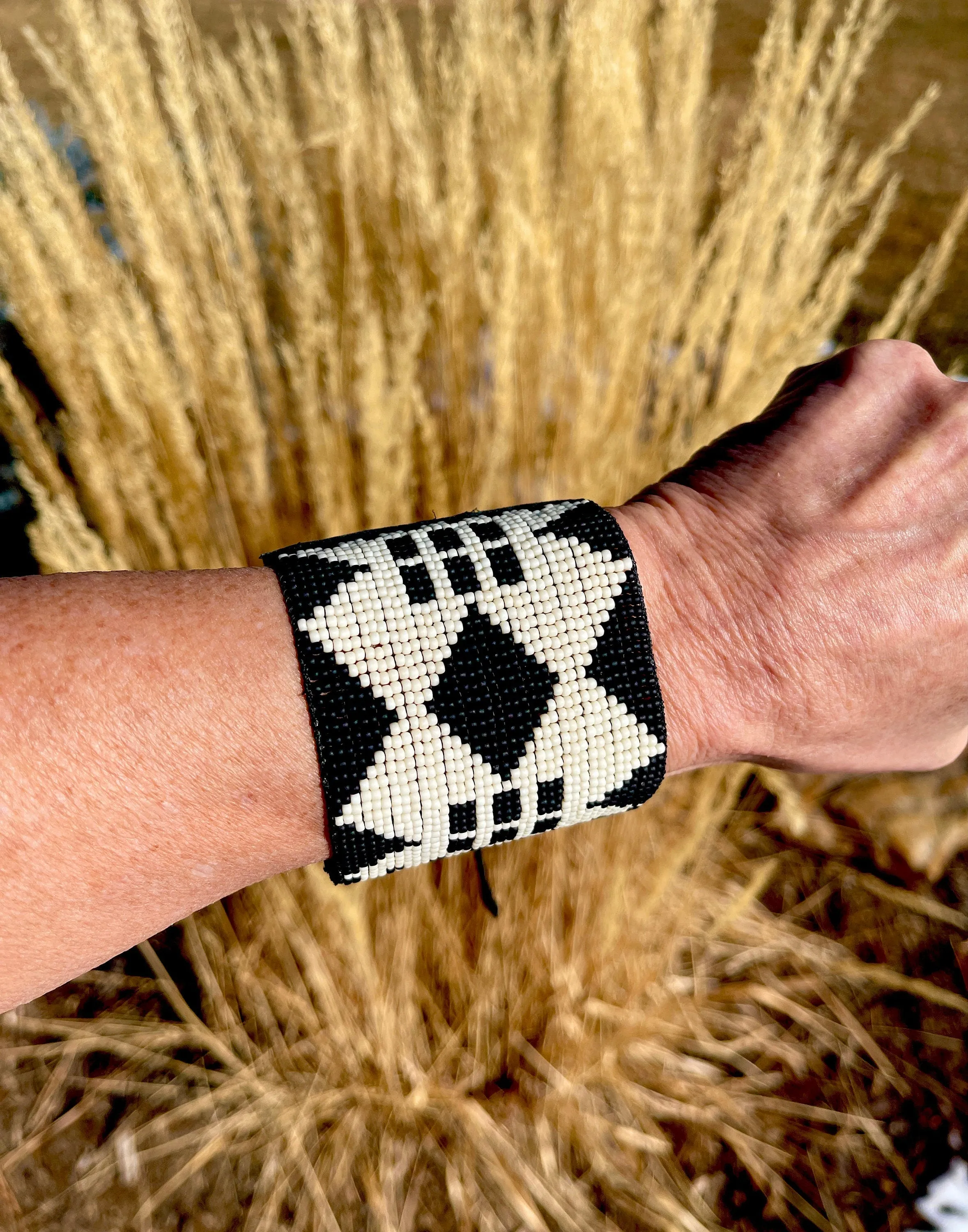 Western Beaded Leather Cuff