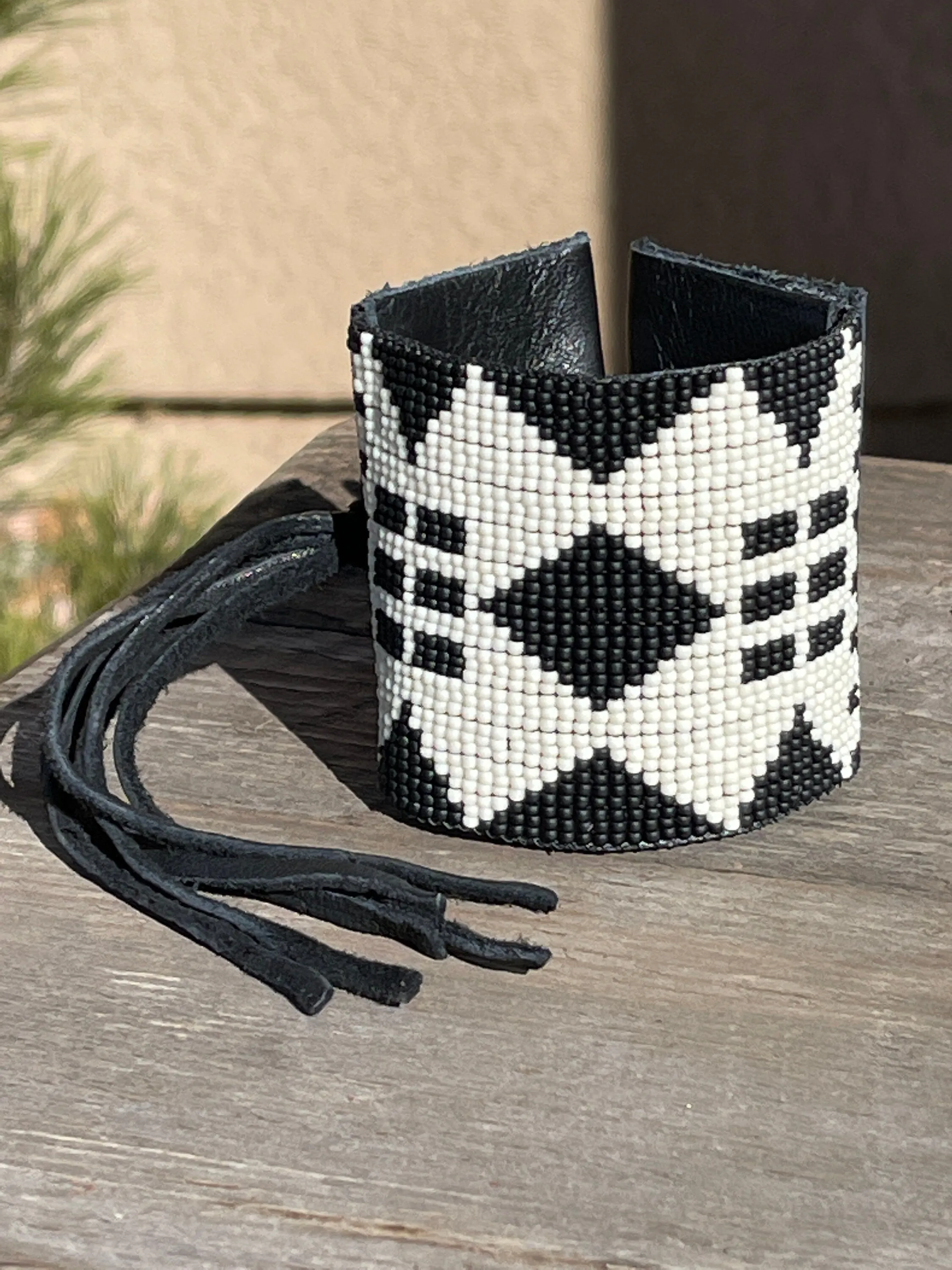 Western Beaded Leather Cuff