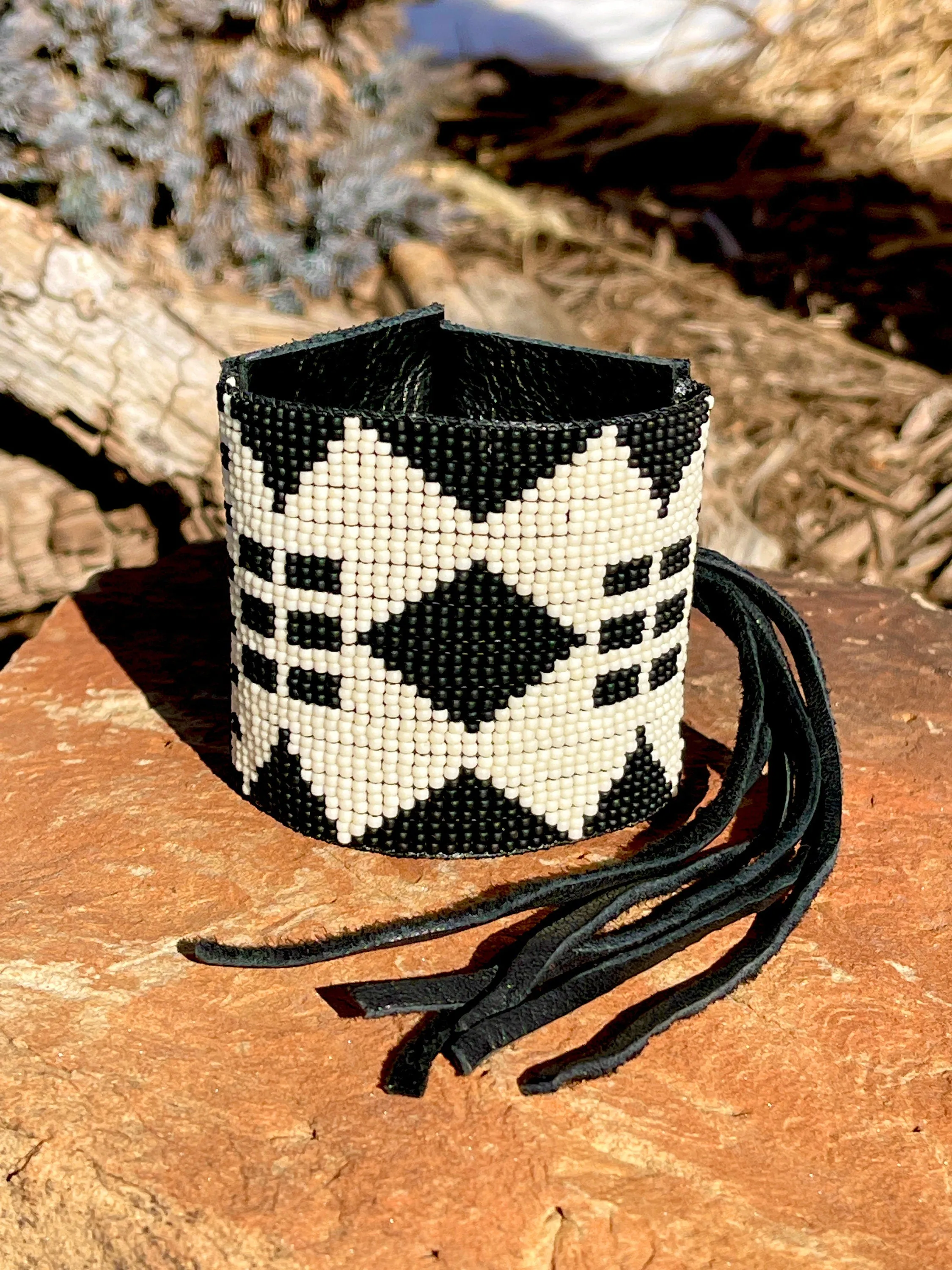 Western Beaded Leather Cuff