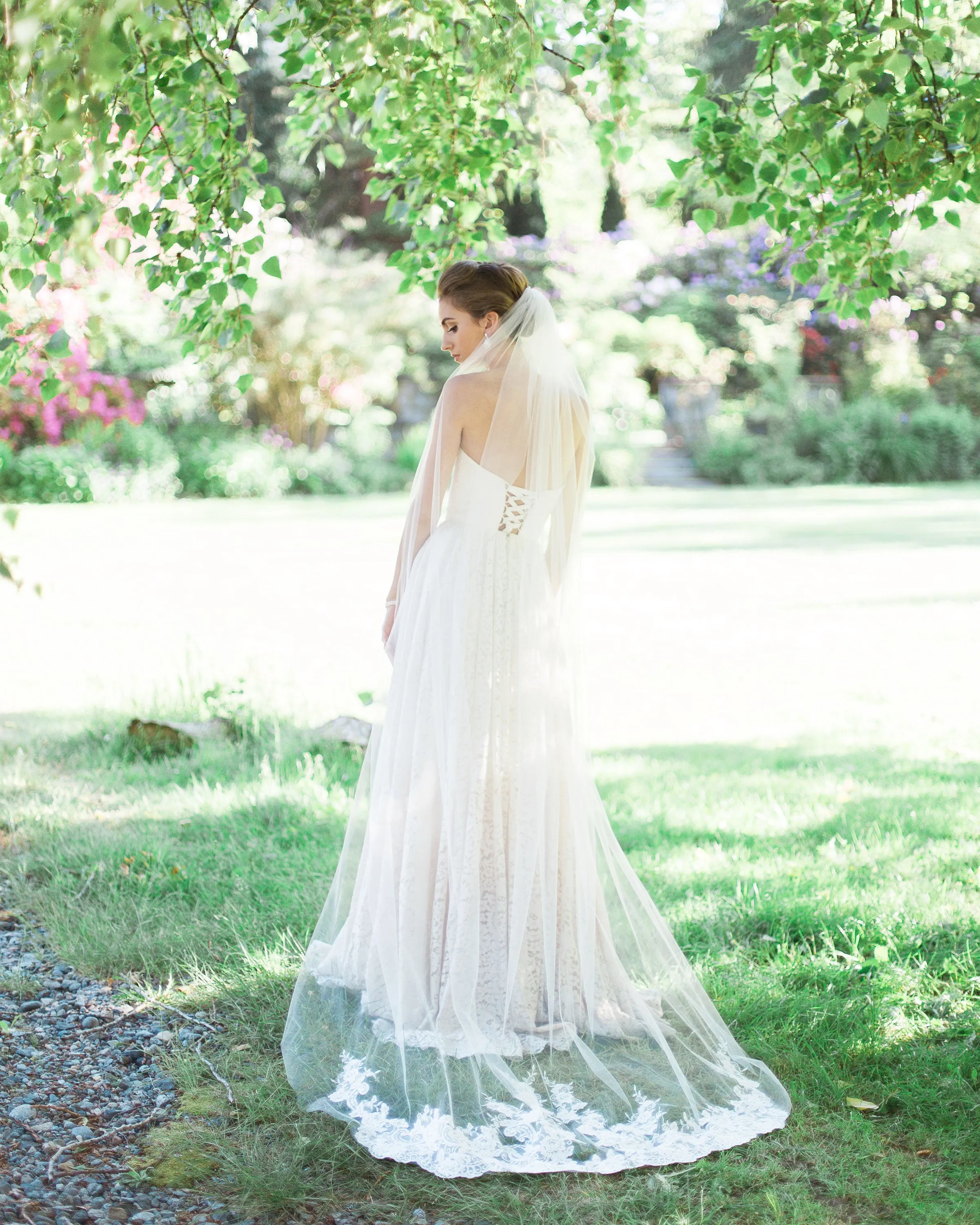 Whispering Roses Beaded Lace Veil
