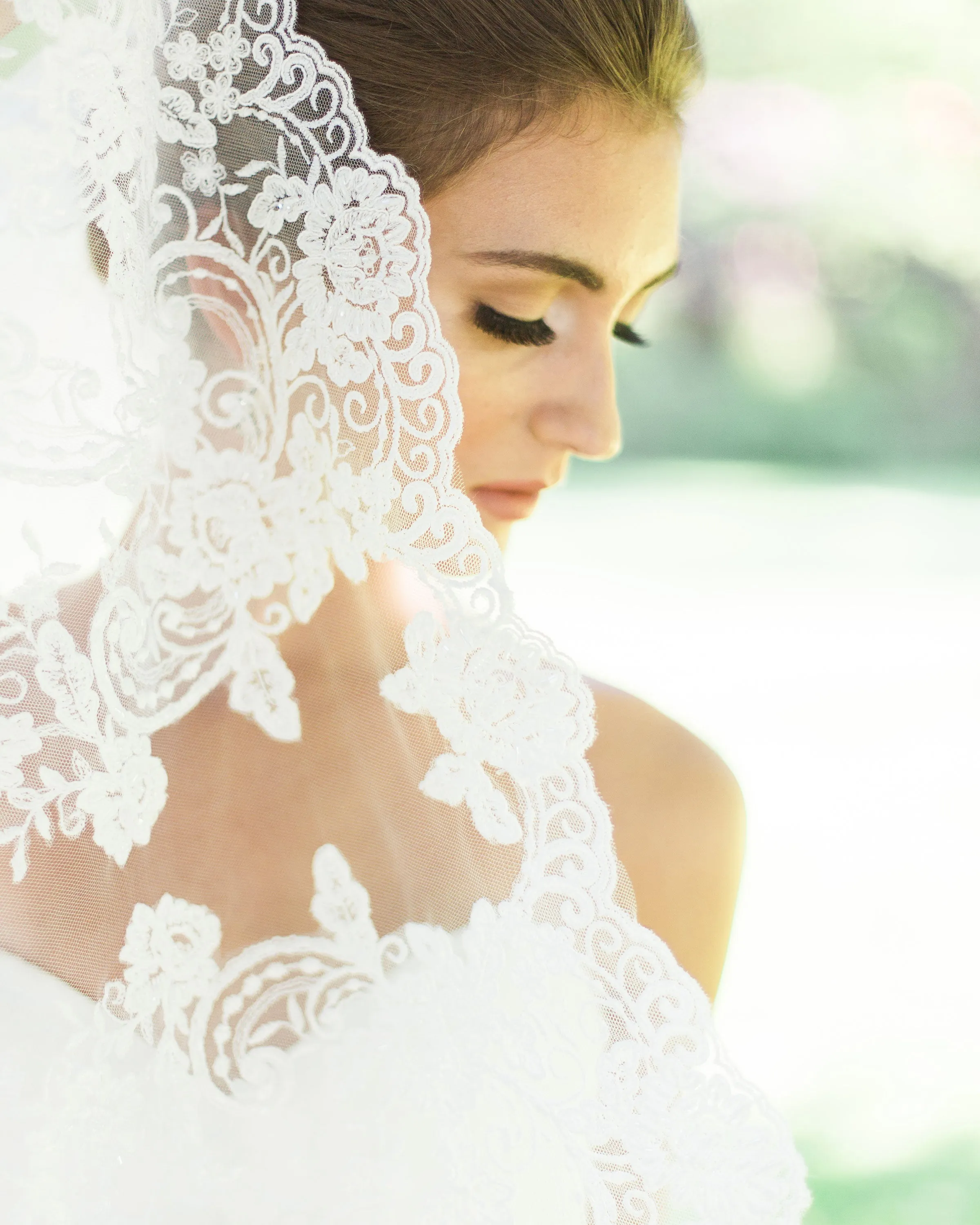 Whispering Roses Beaded Lace Veil