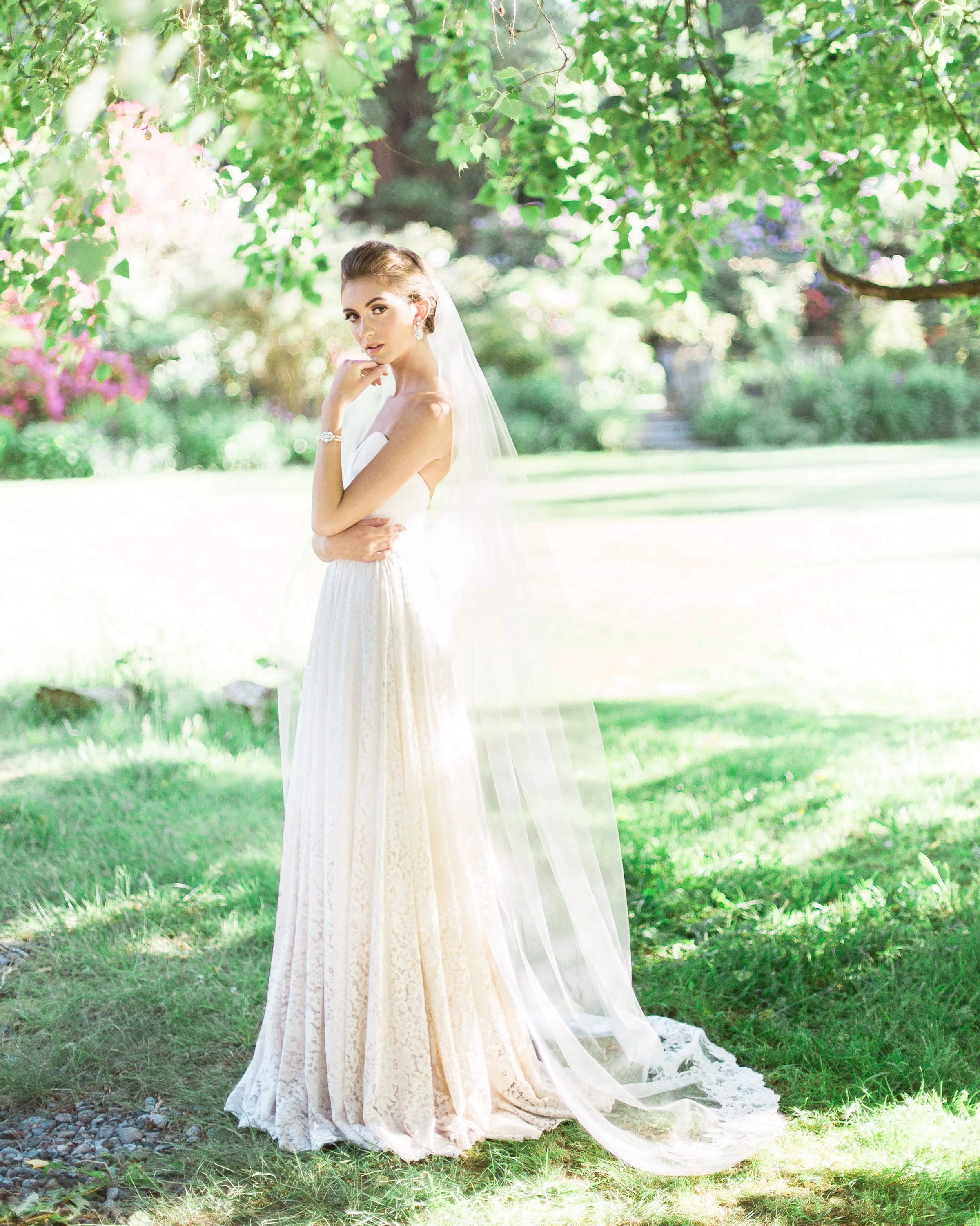 Whispering Roses Beaded Lace Veil