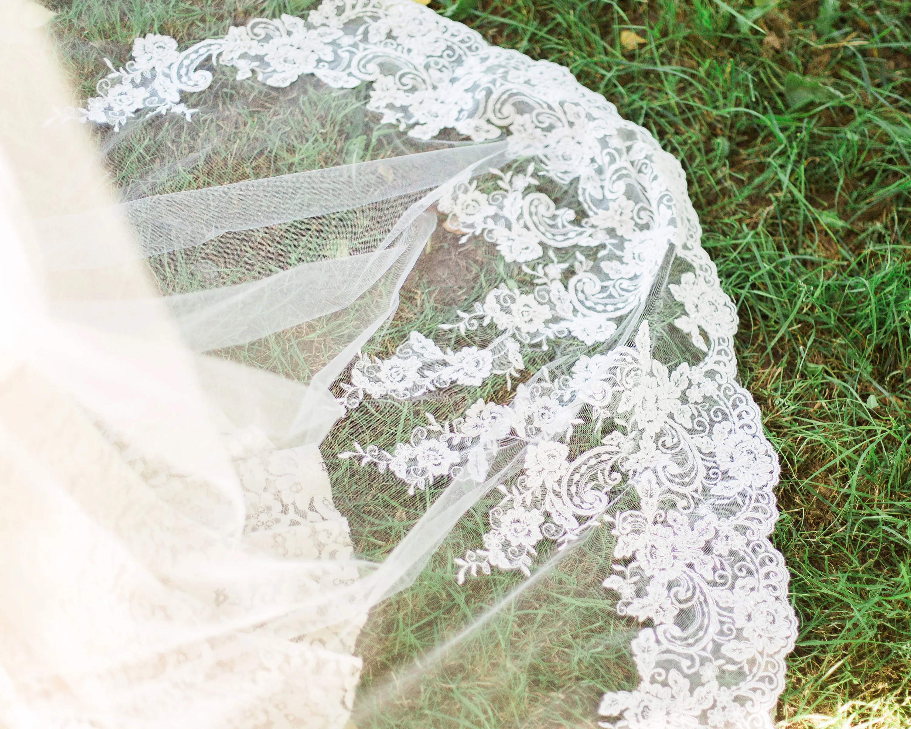 Whispering Roses Beaded Lace Veil