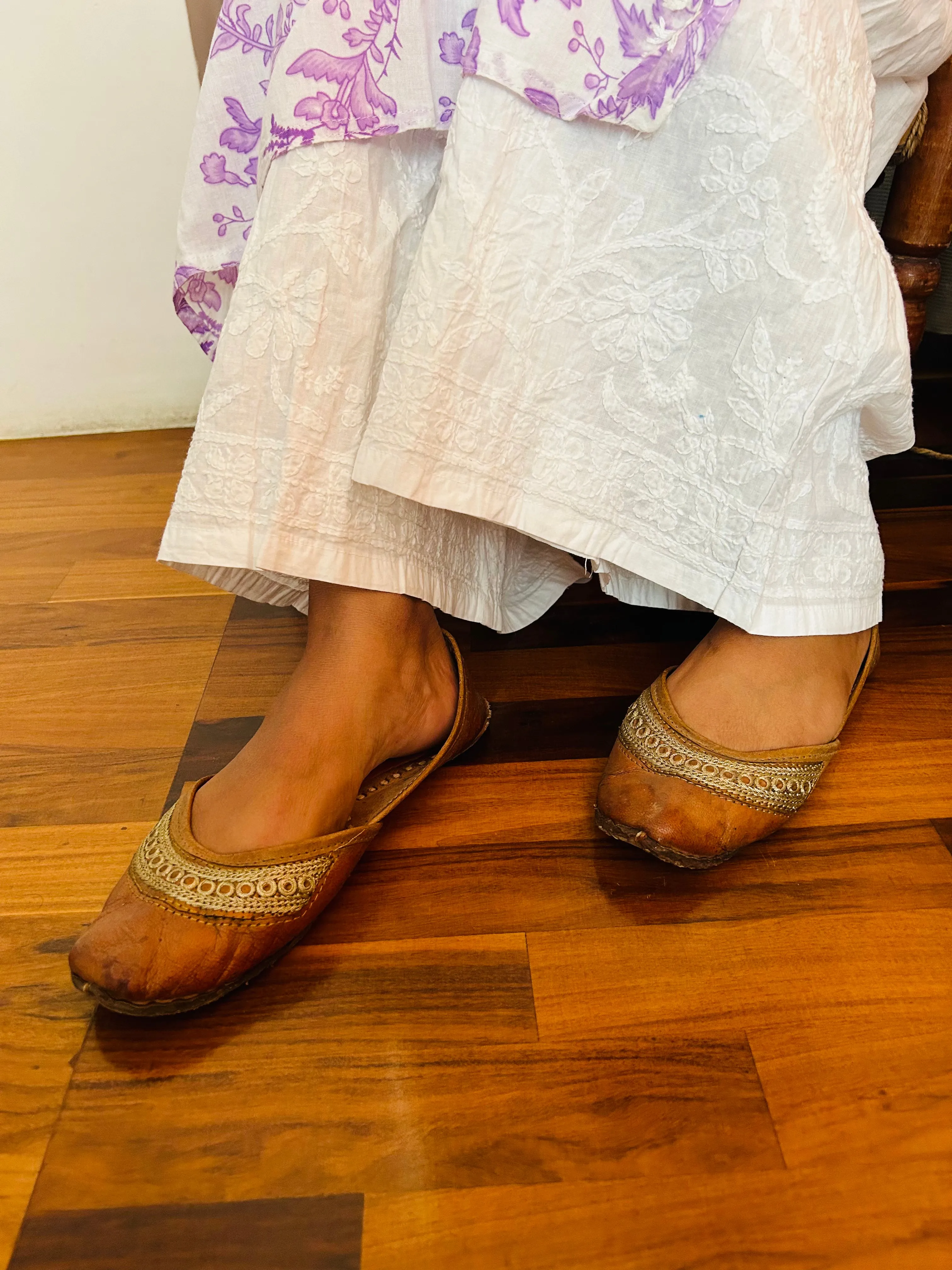 White Palazzo with Lucknowi Chikankari