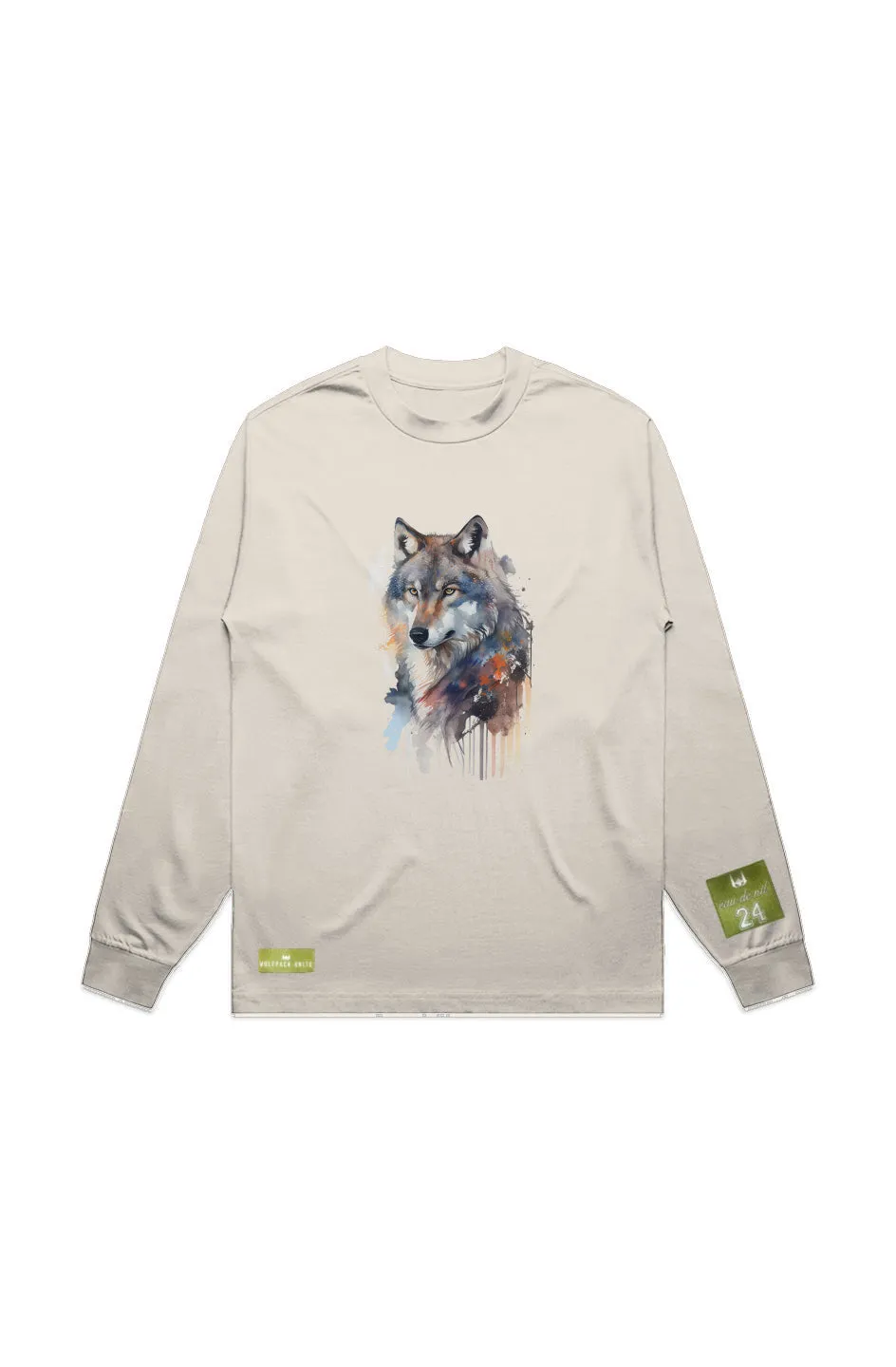 WOLFPACK UNLTD L/S GRAPHIC TEE | SILVER PALE MOON |ECRU BEIGE