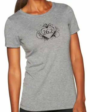 Woman's short sleeve running tshirt "26.2 heart"  by Endurance Apparel