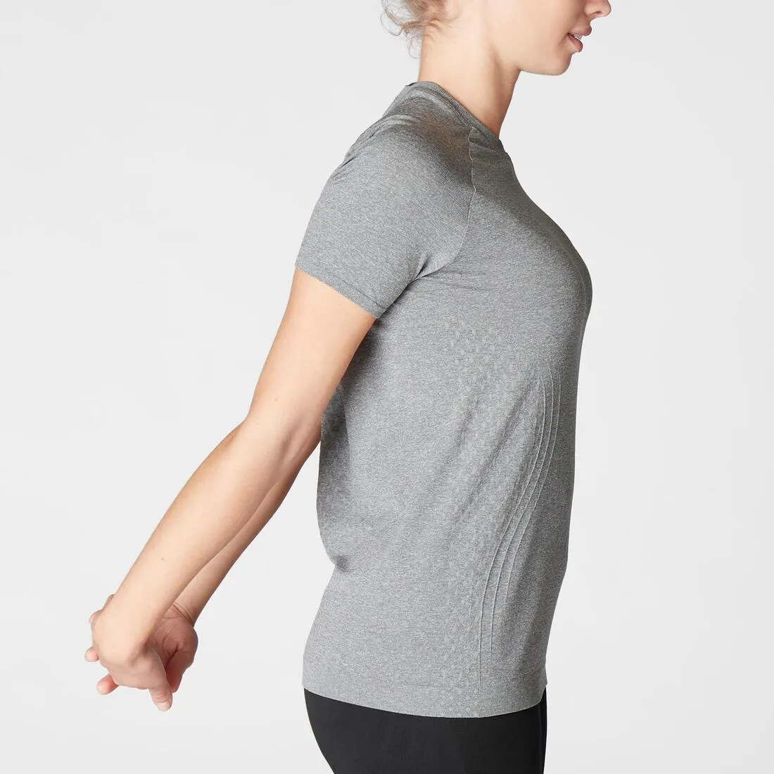 Women's Seamless Dynamic Yoga T-Shirt - Mottled Grey