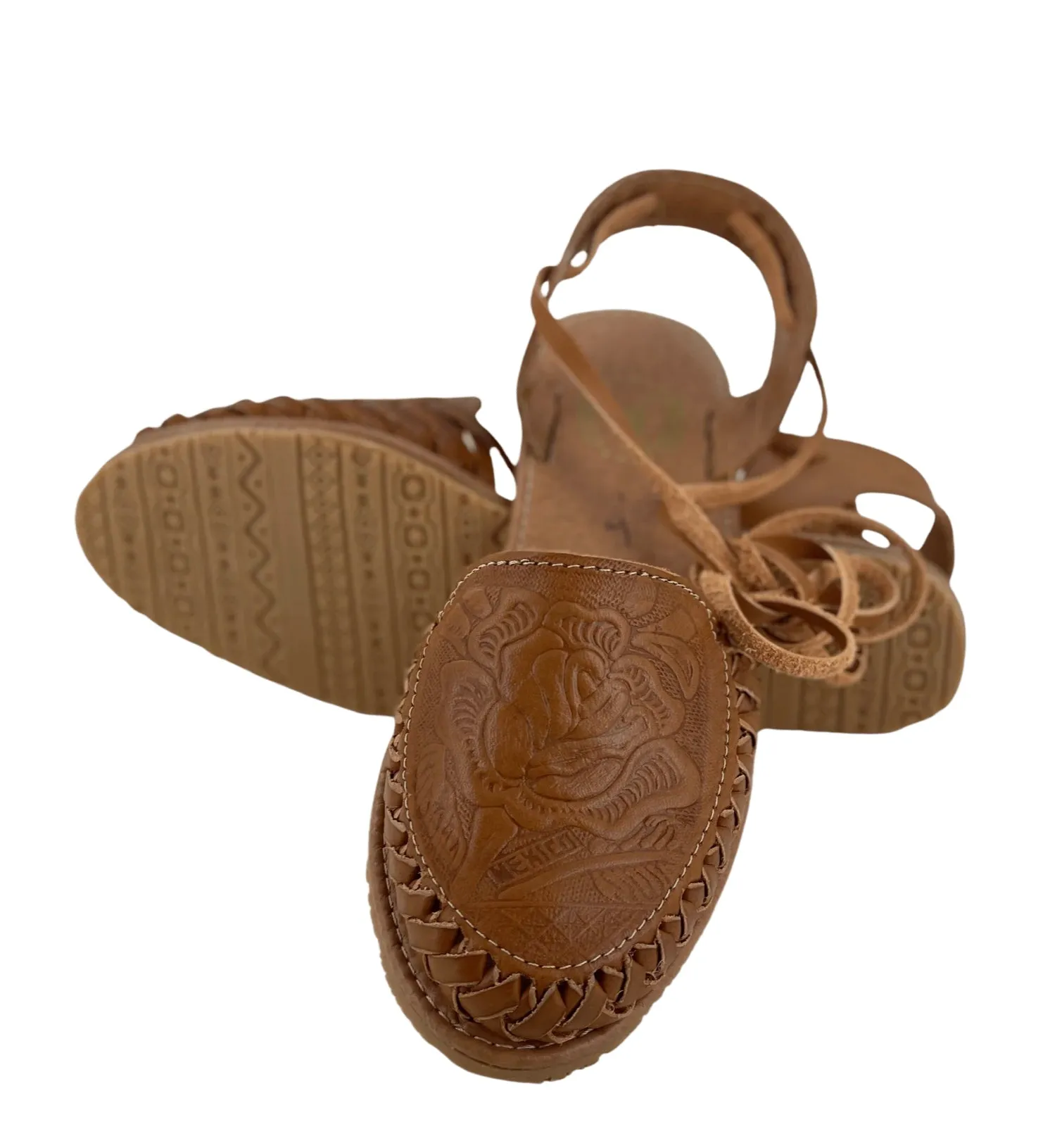 Women’s Tan Flower Lace-Up Sandles
