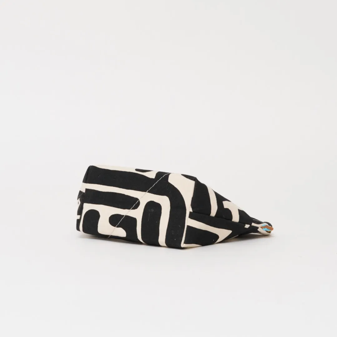 XLarge Convertible Pouch - Black Kuba with Beaded Red Heart